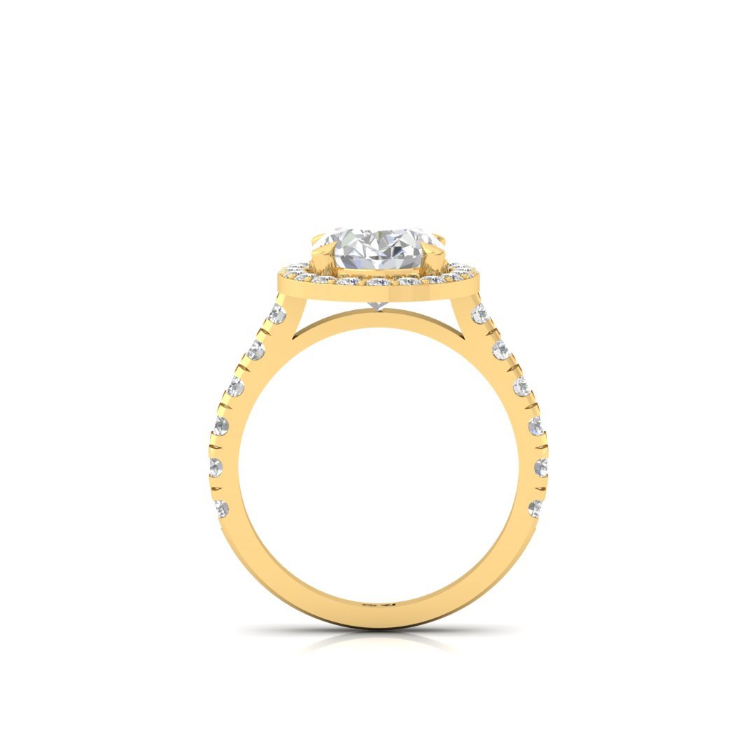 Oval Halo Engagement Ring | Lab Grown Diamond | Silver | 10K | 14K | 18K - View 3