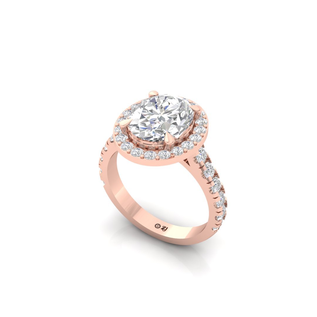 Oval Halo Engagement Ring | Lab Grown Diamond | Silver | 10K | 14K | 18K - View 2