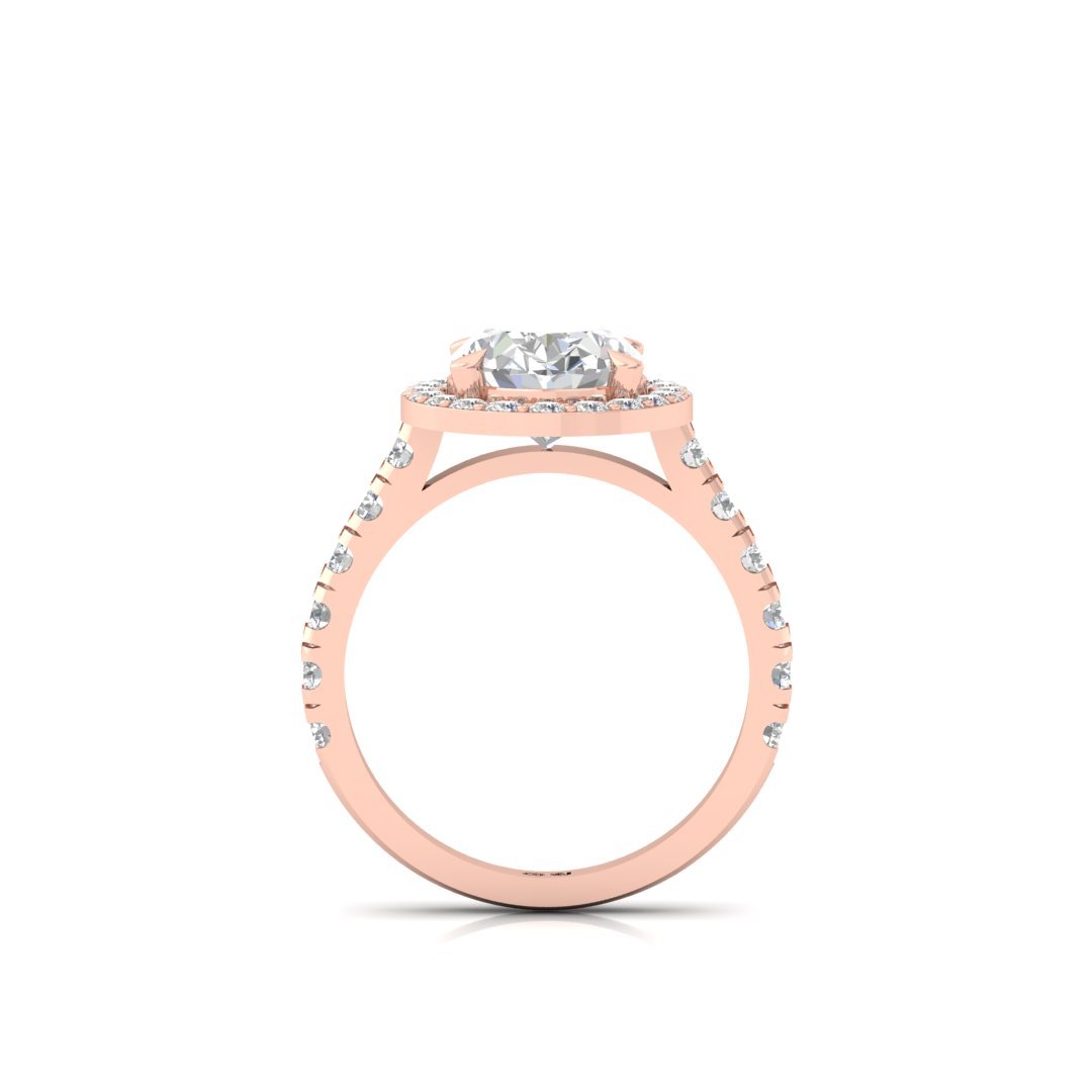 Oval Halo Engagement Ring | Lab Grown Diamond | Silver | 10K | 14K | 18K - View 3