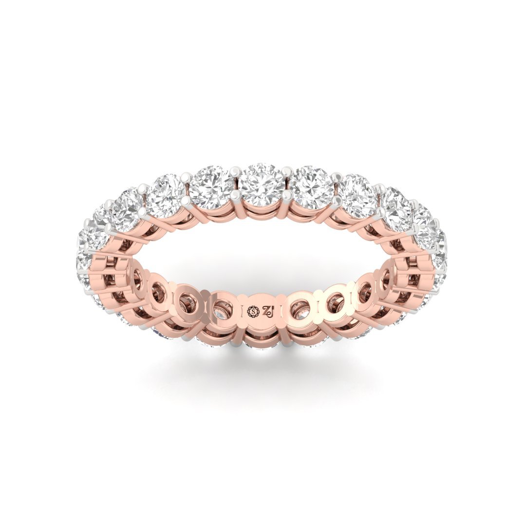 Round Diamond Eternity Band | Lab Grown Diamonds | Silver | 10K | 14K | 18K - Rose Gold Main View