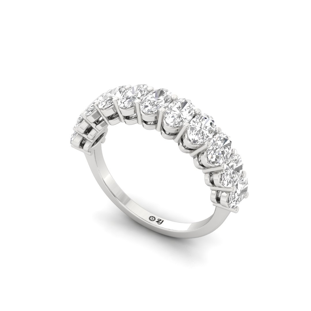 Oval Diamond Half Eternity Band | Lab Grown Diamonds | Silver | 10K | 14K | 18K - View 2