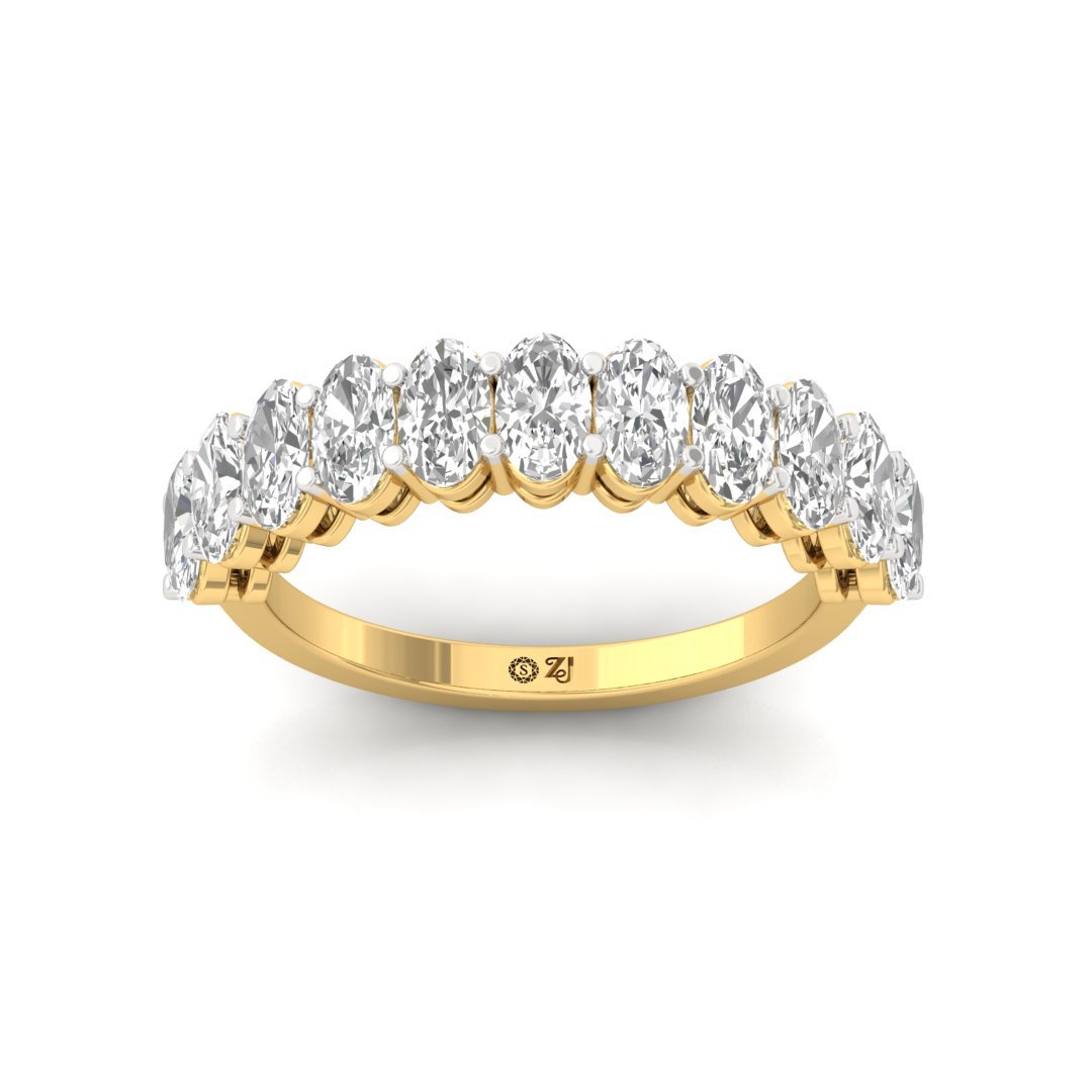 Oval Diamond Half Eternity Band | Lab Grown Diamonds | Silver | 10K | 14K | 18K - Gold Main View