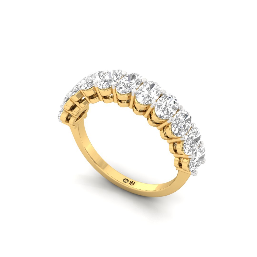 Oval Diamond Half Eternity Band | Lab Grown Diamonds | Silver | 10K | 14K | 18K - View 2