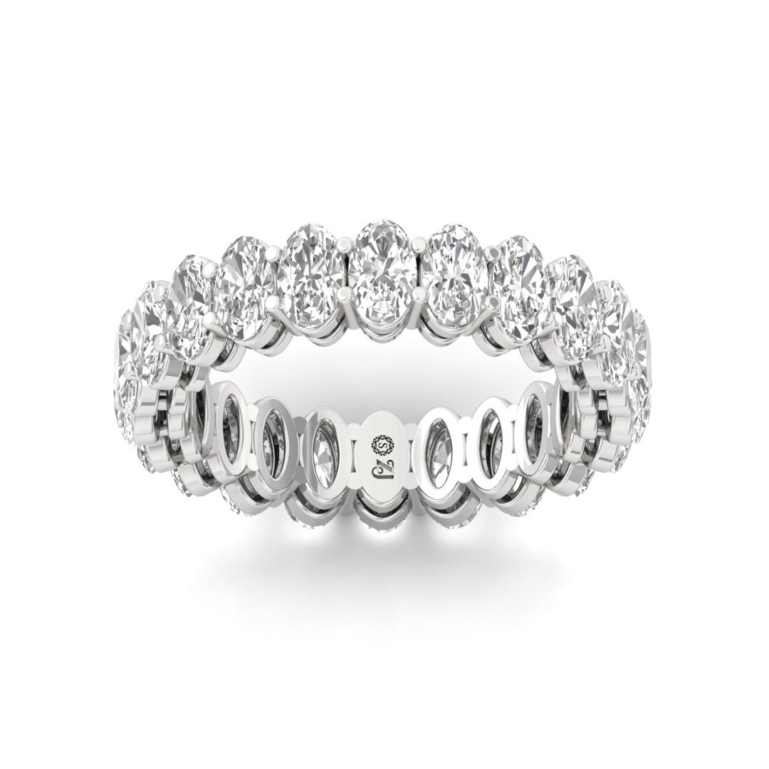 Oval Diamond Full Eternity Band | Lab Grown Diamonds | Silver | 10K | 14K | 18K - Main View