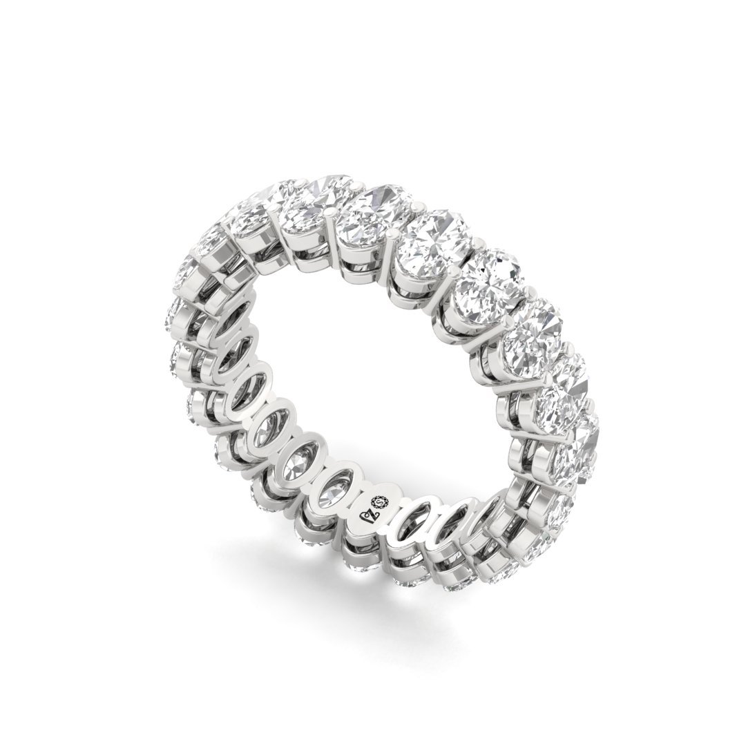 Oval Diamond Full Eternity Band | Lab Grown Diamonds | Silver | 10K | 14K | 18K - View 2