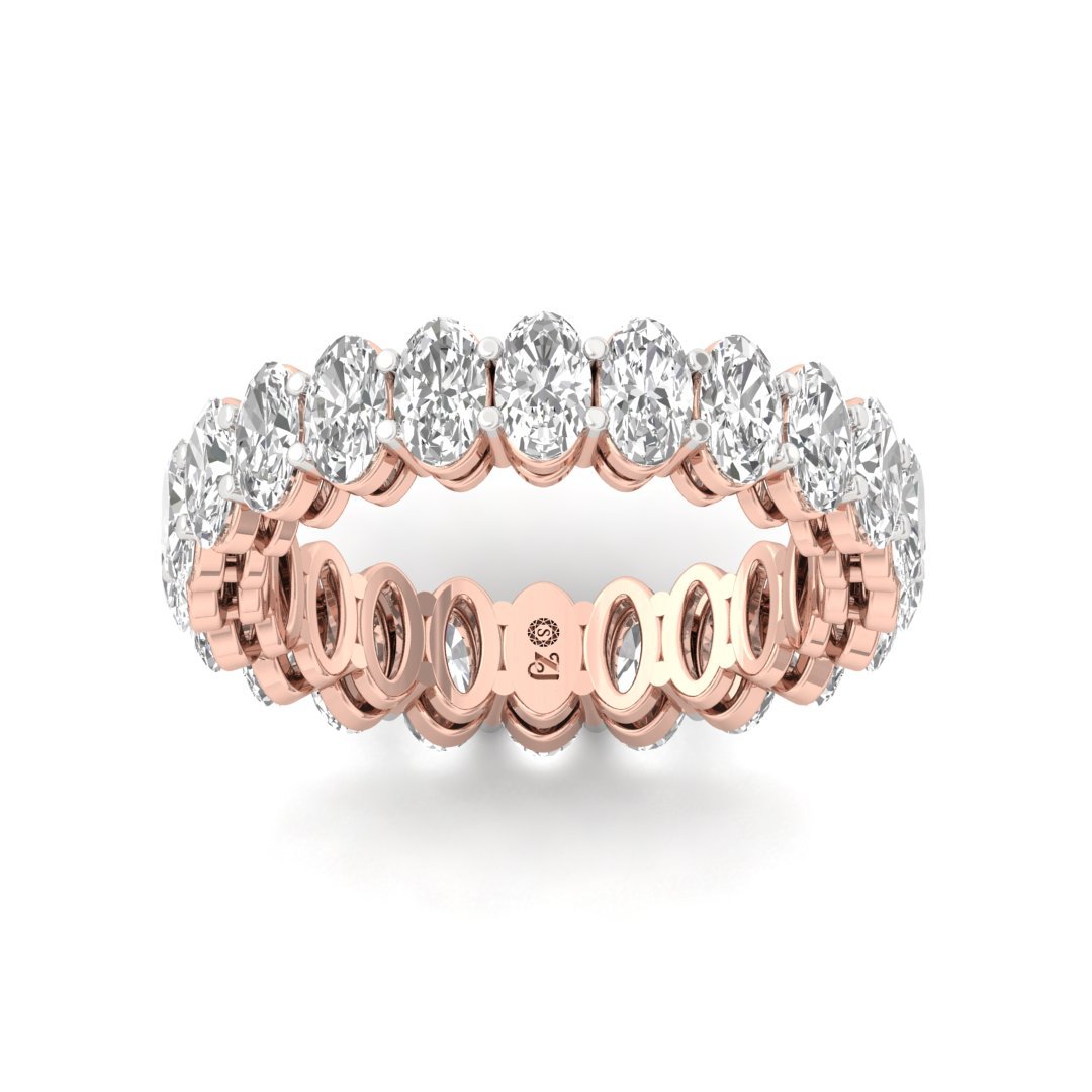 Oval Diamond Full Eternity Band | Lab Grown Diamonds | Silver | 10K | 14K | 18K - Rose Gold Main View