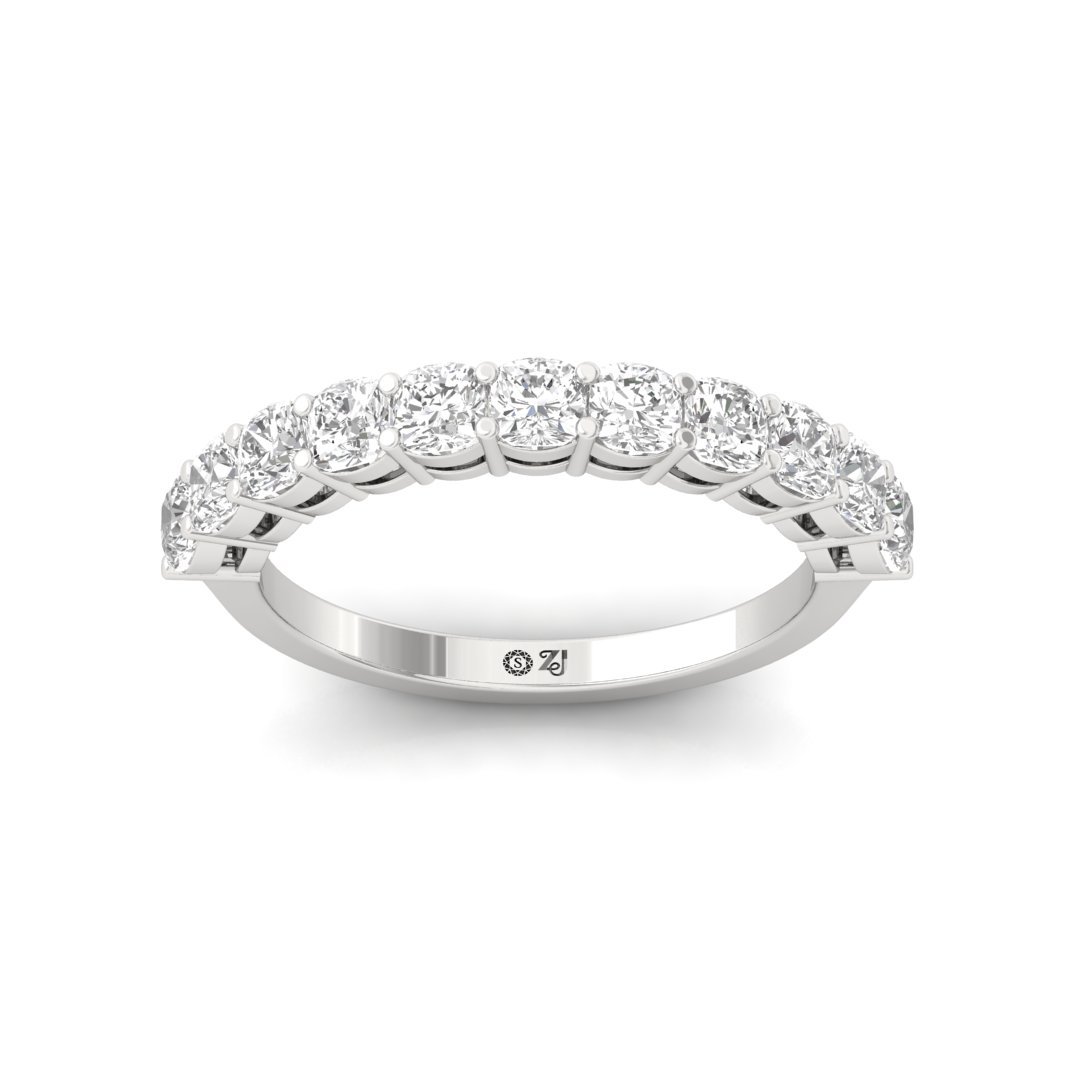 Cushion Cut Diamond Half Eternity Band | Lab Grown Diamonds | Silver | 10K | 14K | 18K - Main View