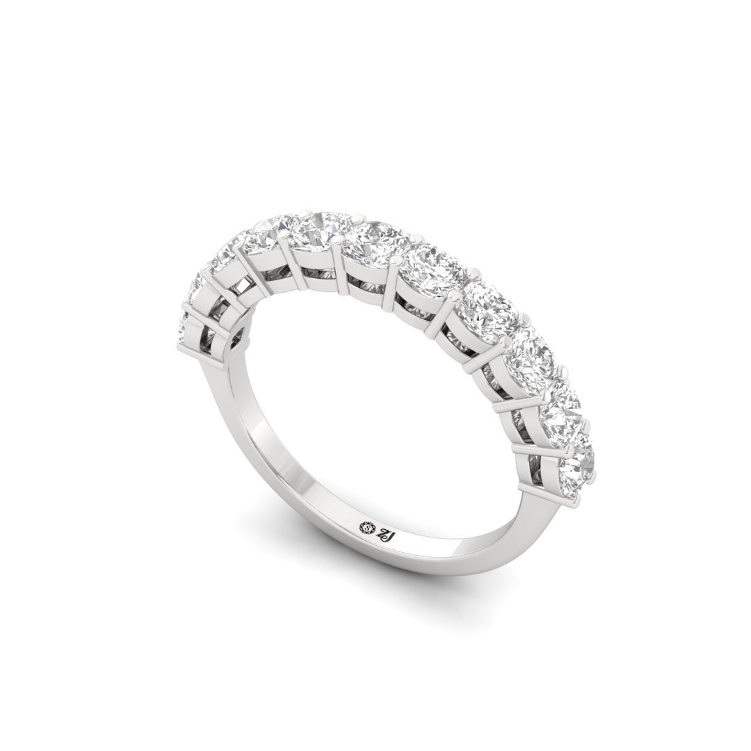 Cushion Cut Diamond Half Eternity Band | Lab Grown Diamonds | Silver | 10K | 14K | 18K - View 2