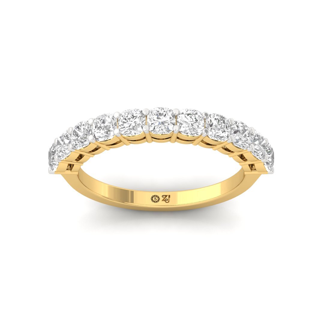 Cushion Cut Diamond Half Eternity Band | Lab Grown Diamonds | Silver | 10K | 14K | 18K - Gold Main View