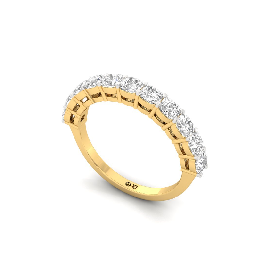 Cushion Cut Diamond Half Eternity Band | Lab Grown Diamonds | Silver | 10K | 14K | 18K - View 2