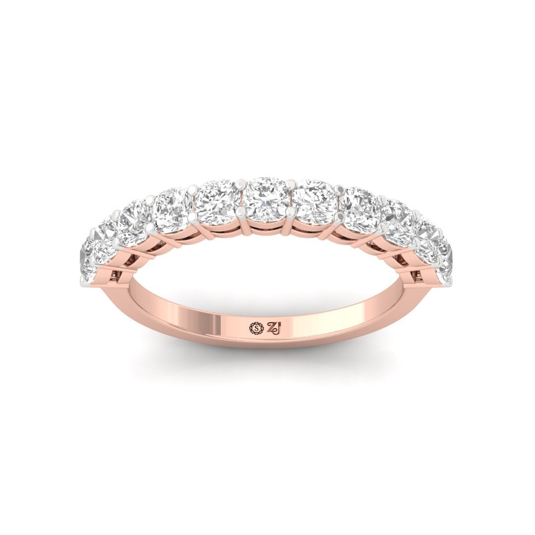 Cushion Cut Diamond Half Eternity Band | Lab Grown Diamonds | Silver | 10K | 14K | 18K - Rose Gold Main View