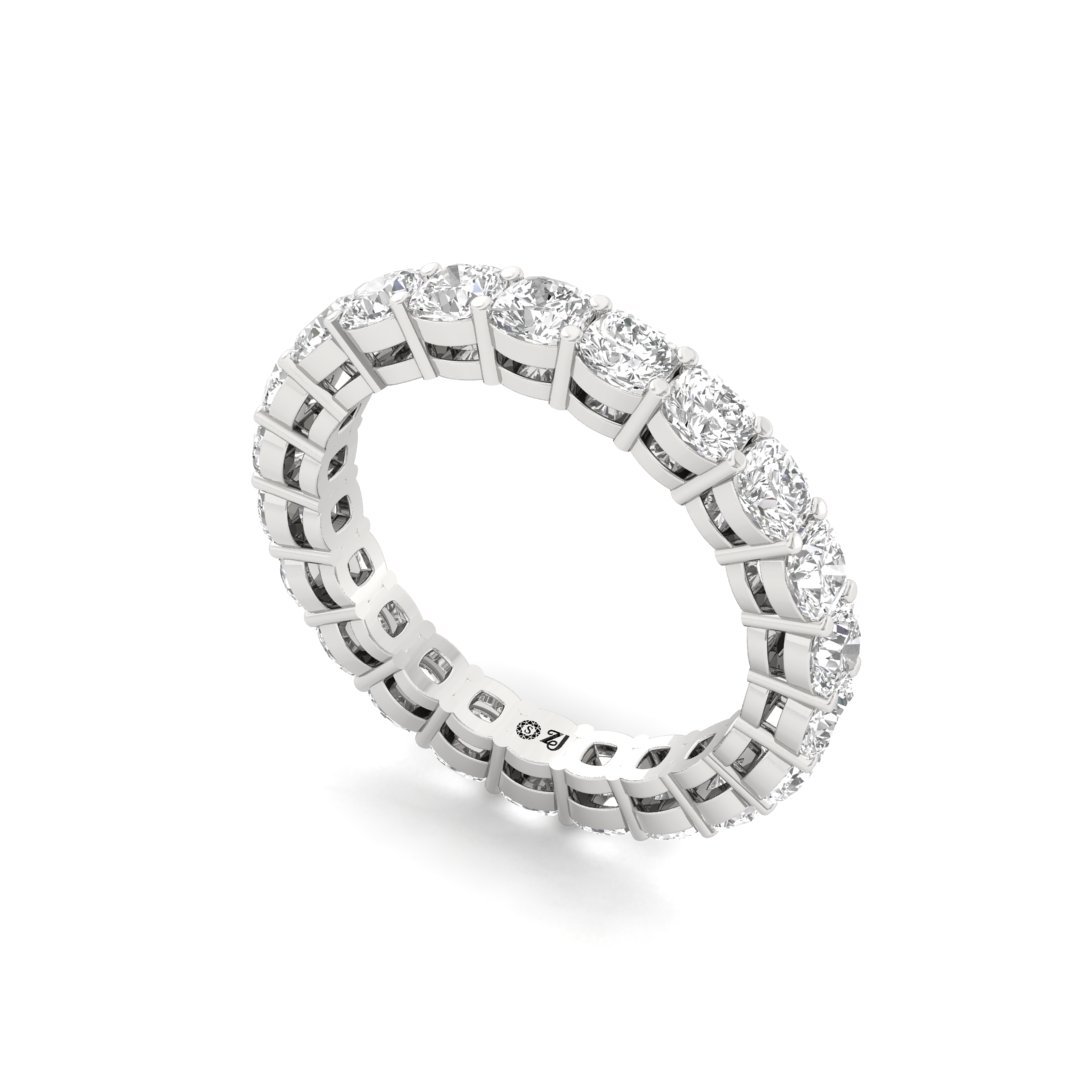 Cushion Cut Diamond Full Eternity Band | 3.08 Carat Lab Grown Diamonds | Silver | 10K | 14K | 18K - View 2