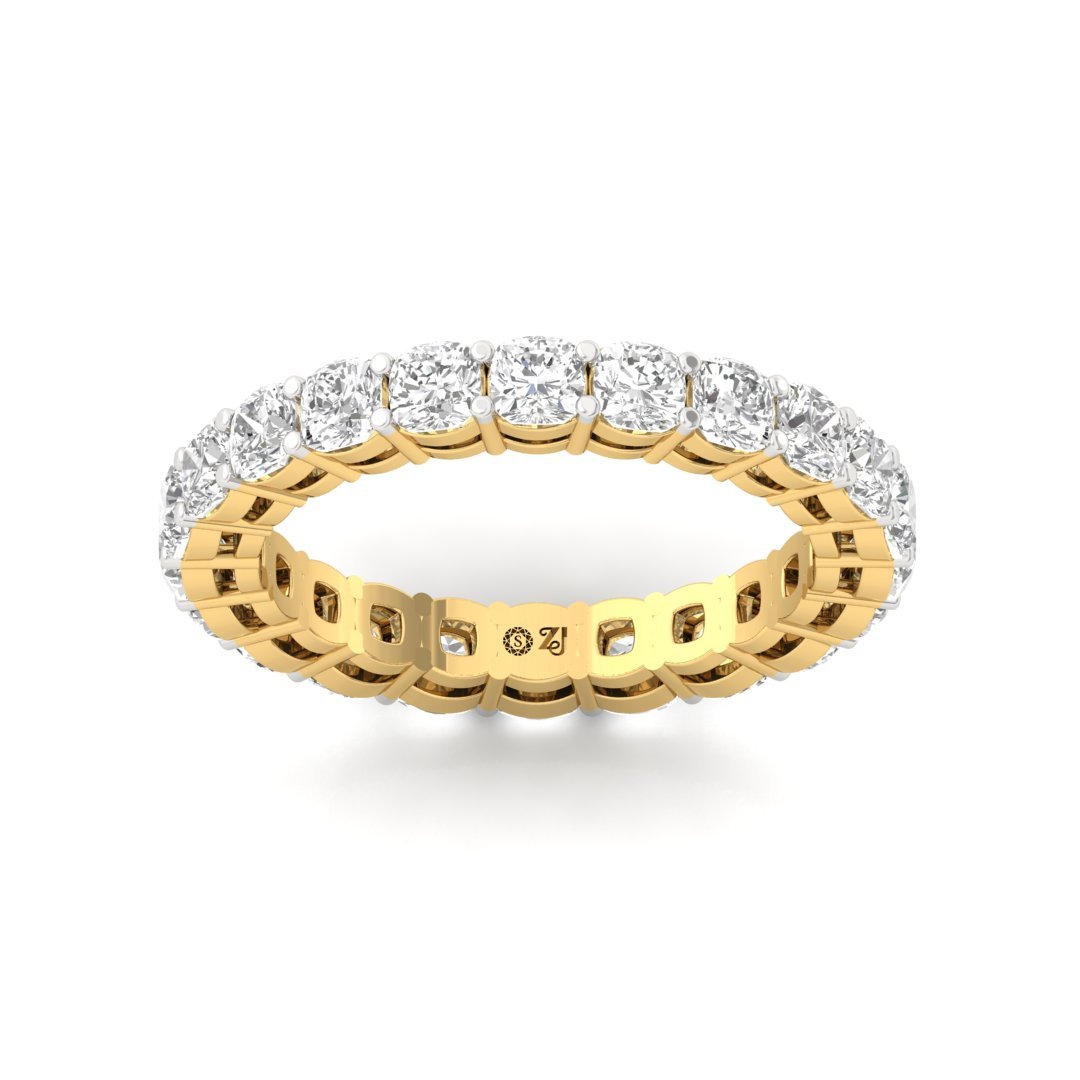 Cushion Cut Diamond Full Eternity Band | 3.08 Carat Lab Grown Diamonds | Silver | 10K | 14K | 18K - Gold Main View