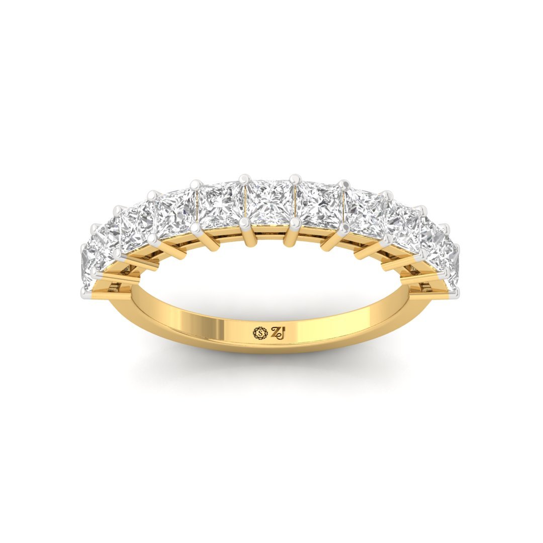 Princess Cut Diamond Half Eternity Band | Lab Grown Diamonds | Silver | 10K | 14K | 18K - Gold Main View