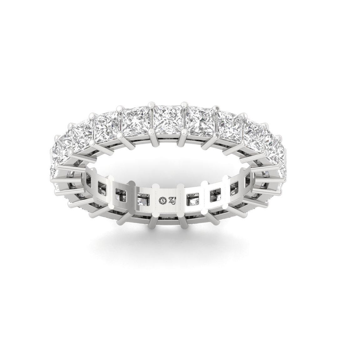 Princess Cut Diamond Full Eternity Band | Lab Grown Diamonds | Silver | 10K | 14K | 18K - Main View