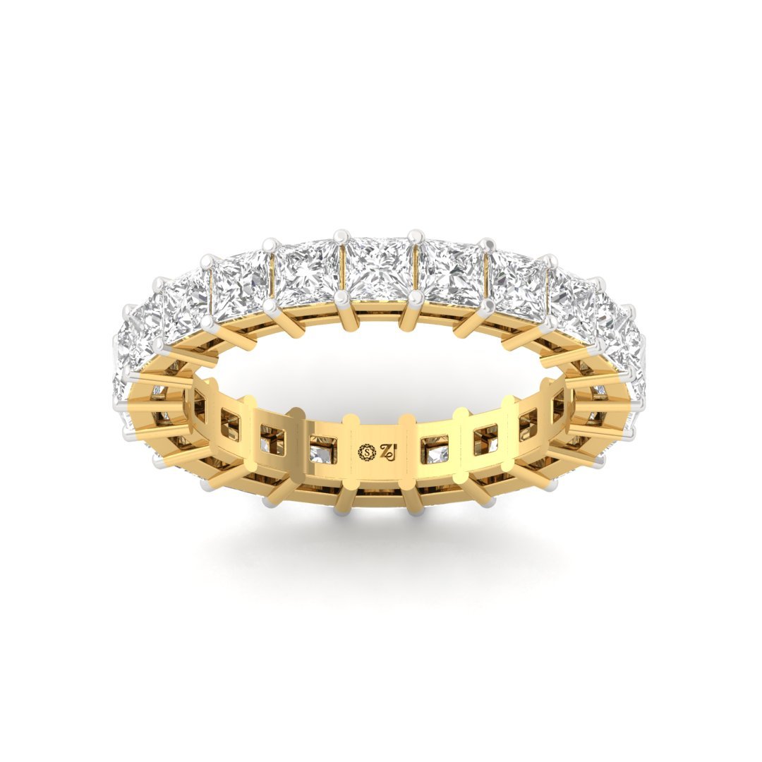 Princess Cut Diamond Full Eternity Band | Lab Grown Diamonds | Silver | 10K | 14K | 18K - Gold Main View