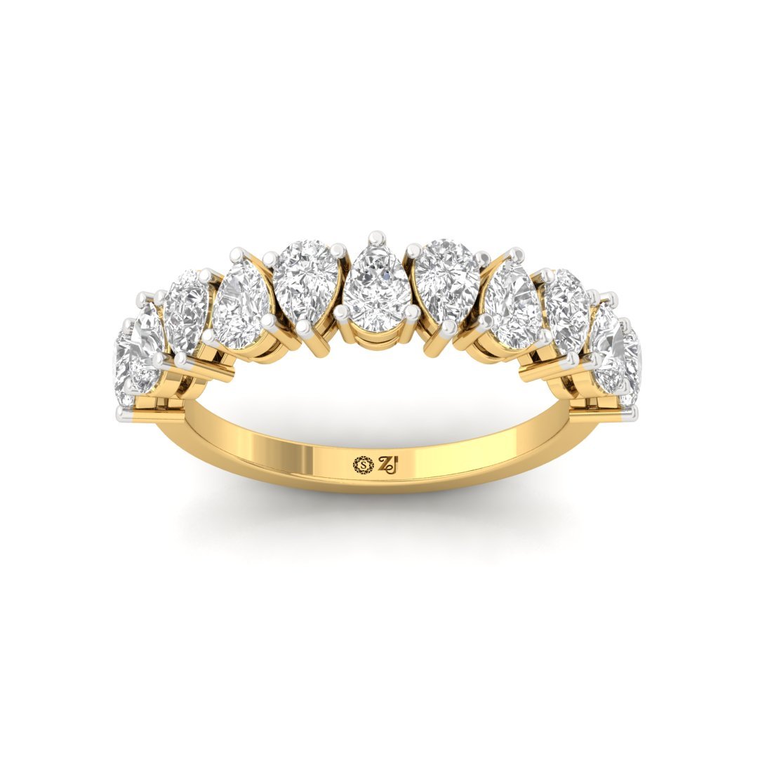 Pear Cut Diamond Half Eternity Band | Lab Grown Diamonds | Silver | 10K | 14K | 18K - Gold Main View