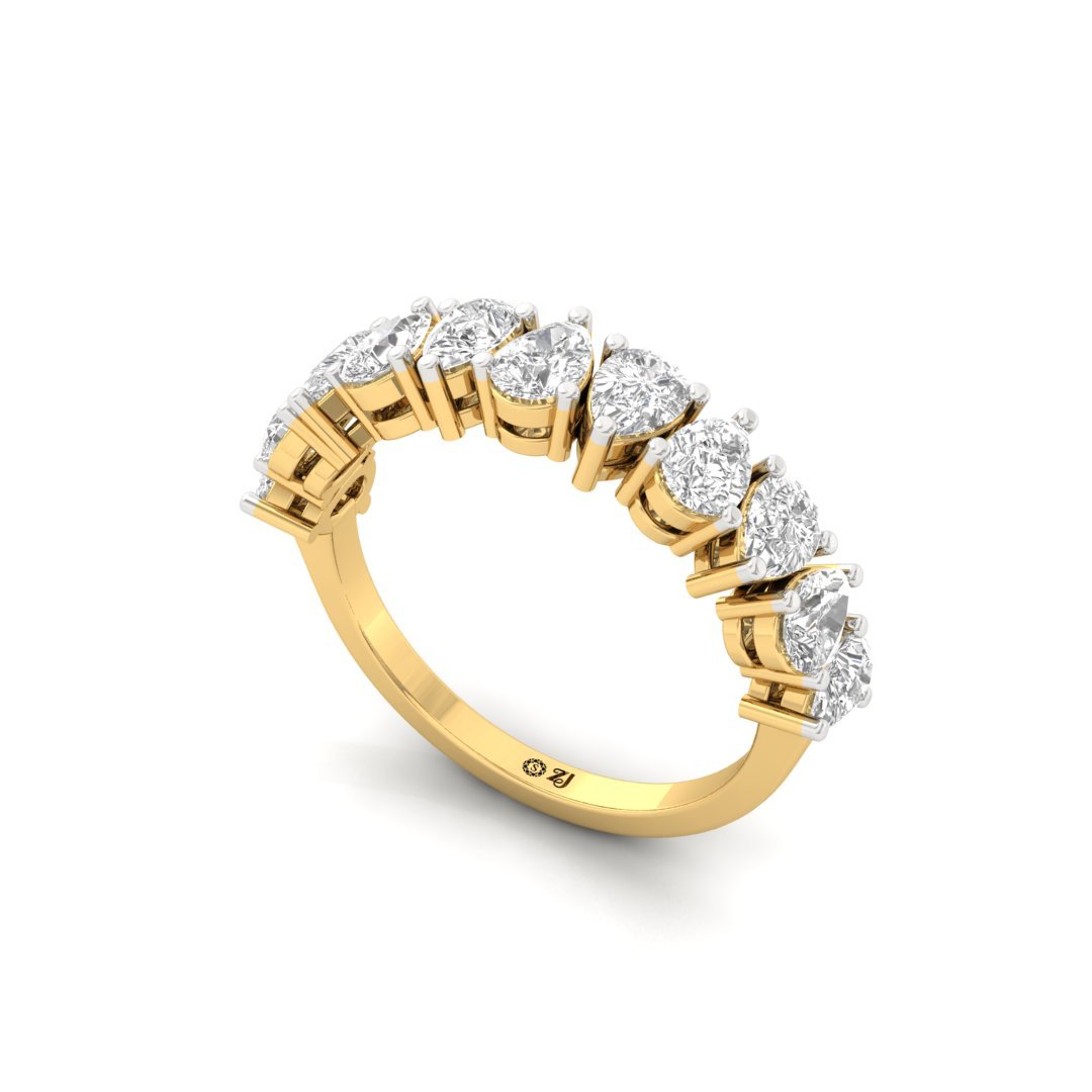 Pear Cut Diamond Half Eternity Band | Lab Grown Diamonds | Silver | 10K | 14K | 18K - View 2