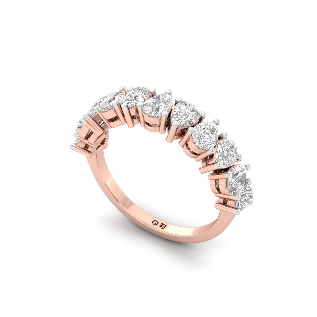 Pear Cut Diamond Half Eternity Band | Lab Grown Diamonds | Silver | 10K | 14K | 18K - View 2