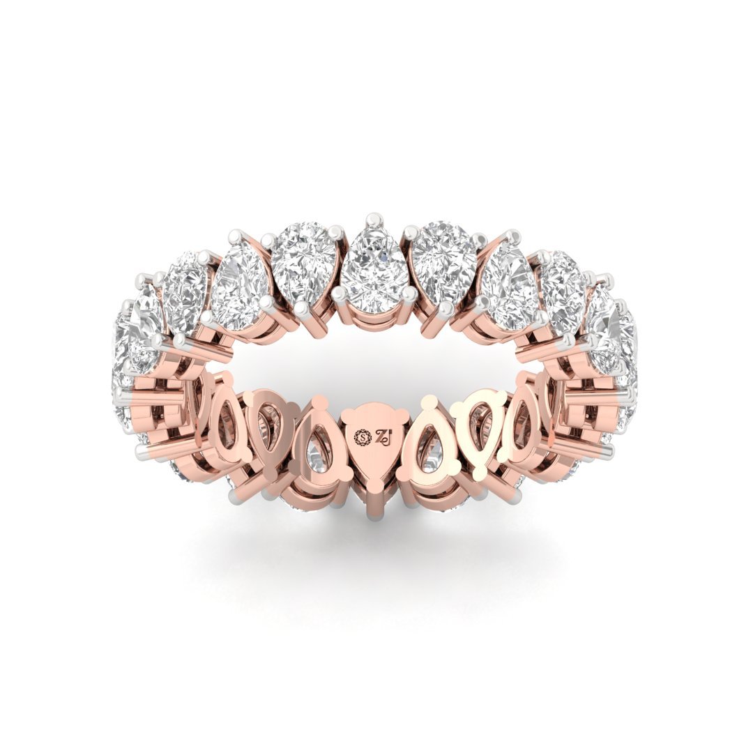 Pear Cut Full Eternity Band | Lab Grown Diamonds | Silver | 10K | 14K | 18K - Rose Gold Main View