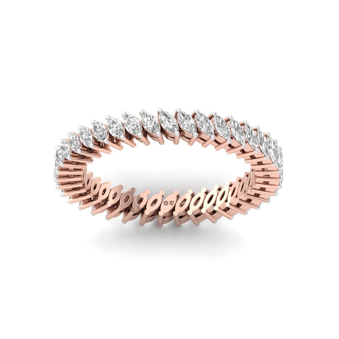 Marquise Cut Full Eternity Band | Lab Grown Diamonds | Silver | 10K | 14K | 18K - Rose Gold Main View