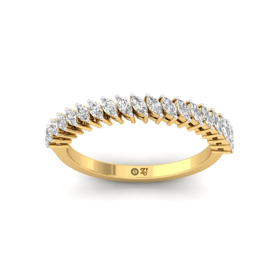 Marquise Cut Half Eternity Band | Lab Grown Diamonds | Silver | 10K | 14K | 18K - Gold Main View