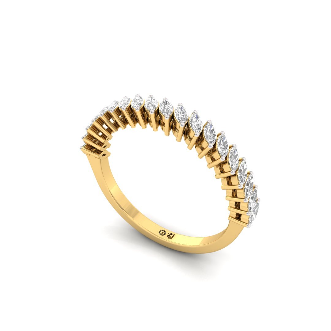 Marquise Cut Half Eternity Band | Lab Grown Diamonds | Silver | 10K | 14K | 18K - View 2