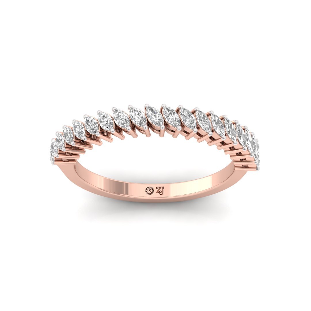 Marquise Cut Half Eternity Band | Lab Grown Diamonds | Silver | 10K | 14K | 18K - Rose Gold Main View