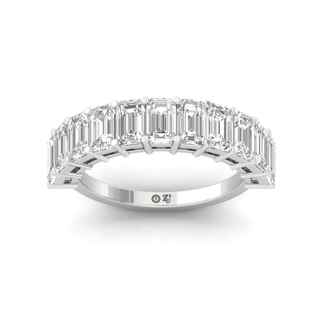 Emerald Cut Eternity Band | Lab Grown Diamond Ring | Silver | 10K | 14K | 18K - Main View