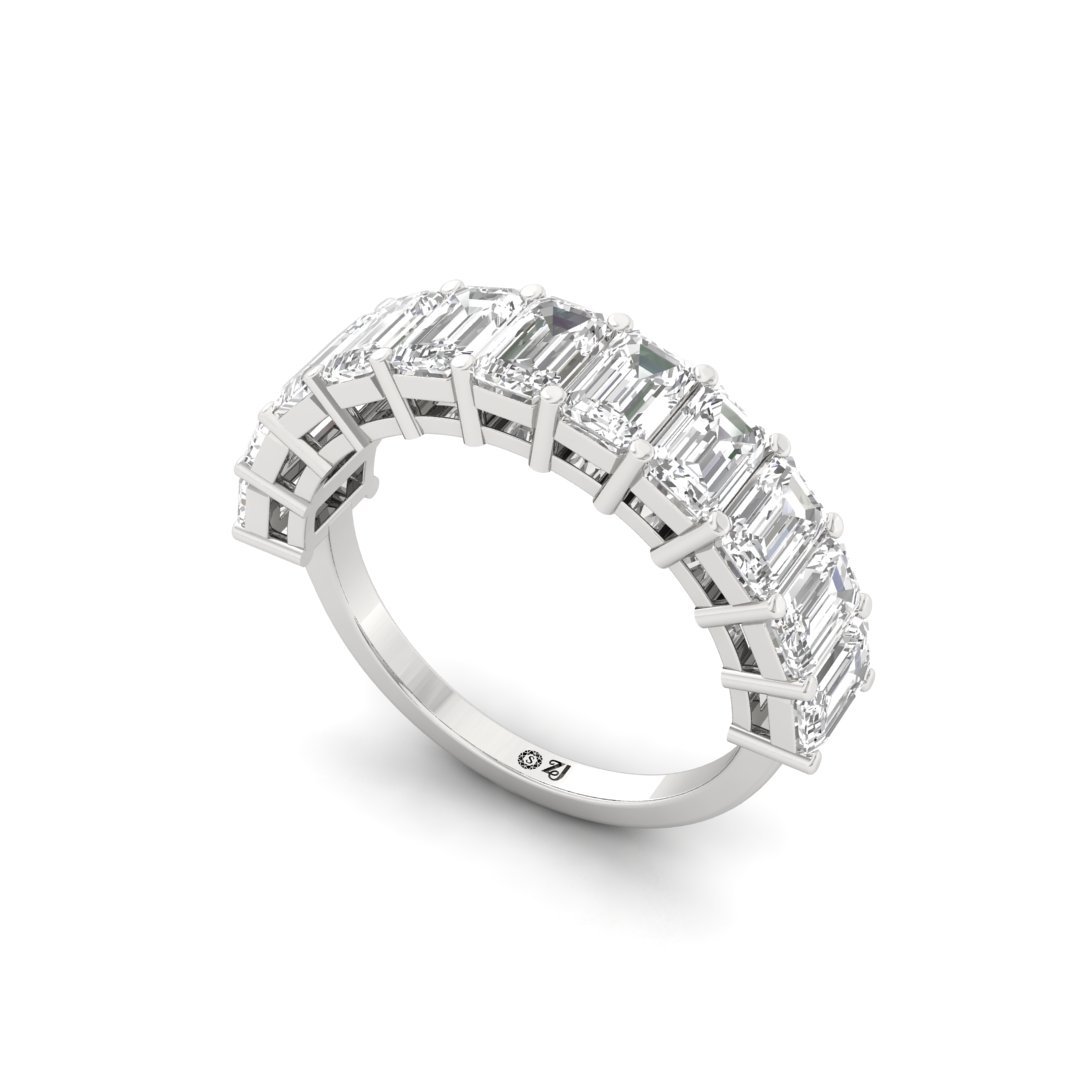 Emerald Cut Eternity Band | Lab Grown Diamond Ring | Silver | 10K | 14K | 18K - View 2