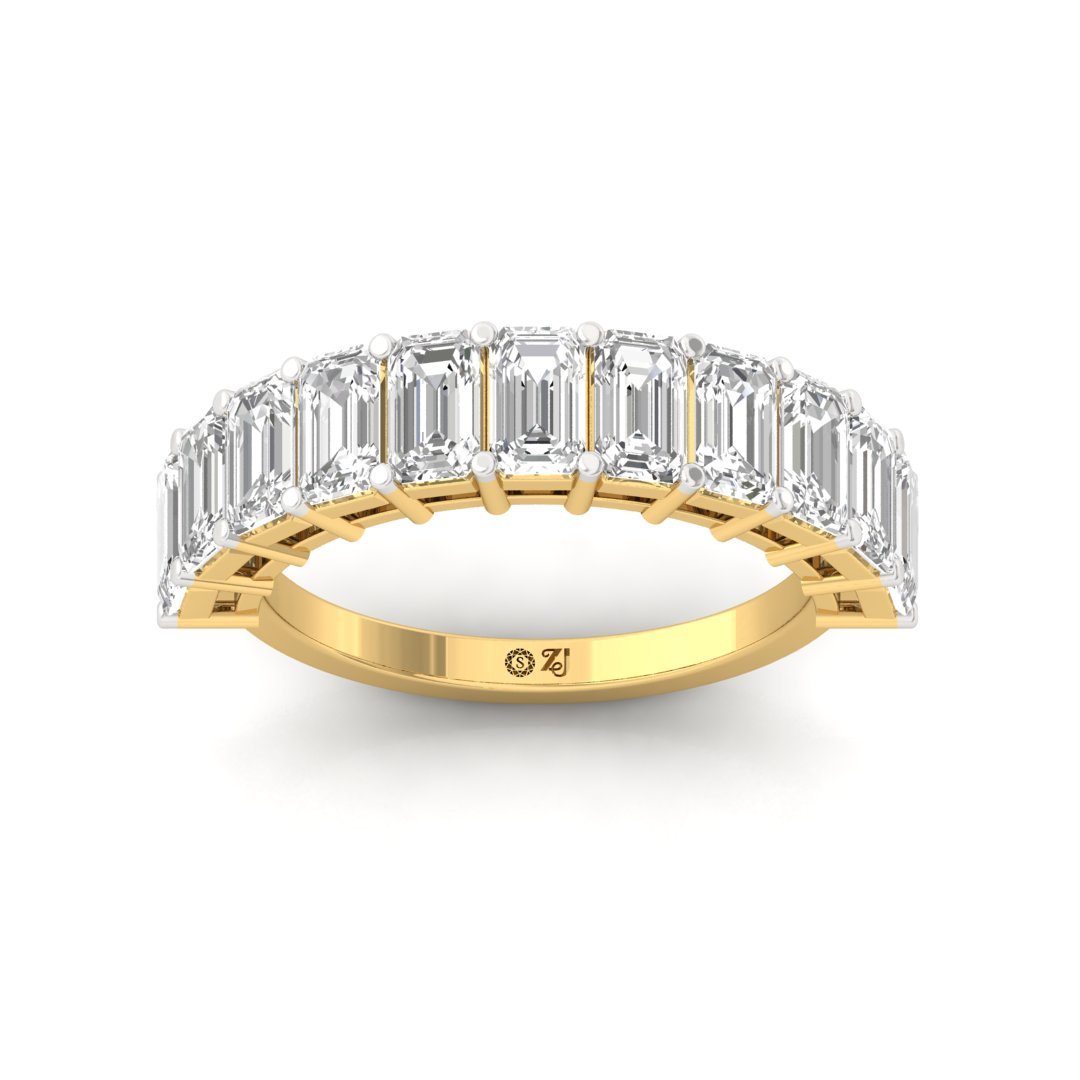 Emerald Cut Eternity Band | Lab Grown Diamond Ring | Silver | 10K | 14K | 18K - Gold Main View