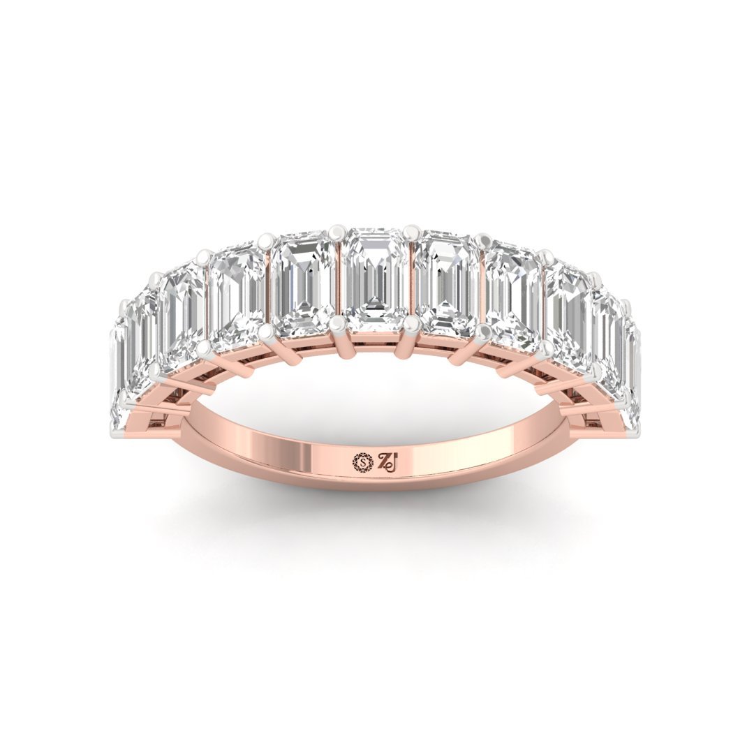 Emerald Cut Eternity Band | Lab Grown Diamond Ring | Silver | 10K | 14K | 18K - Rose Gold Main View