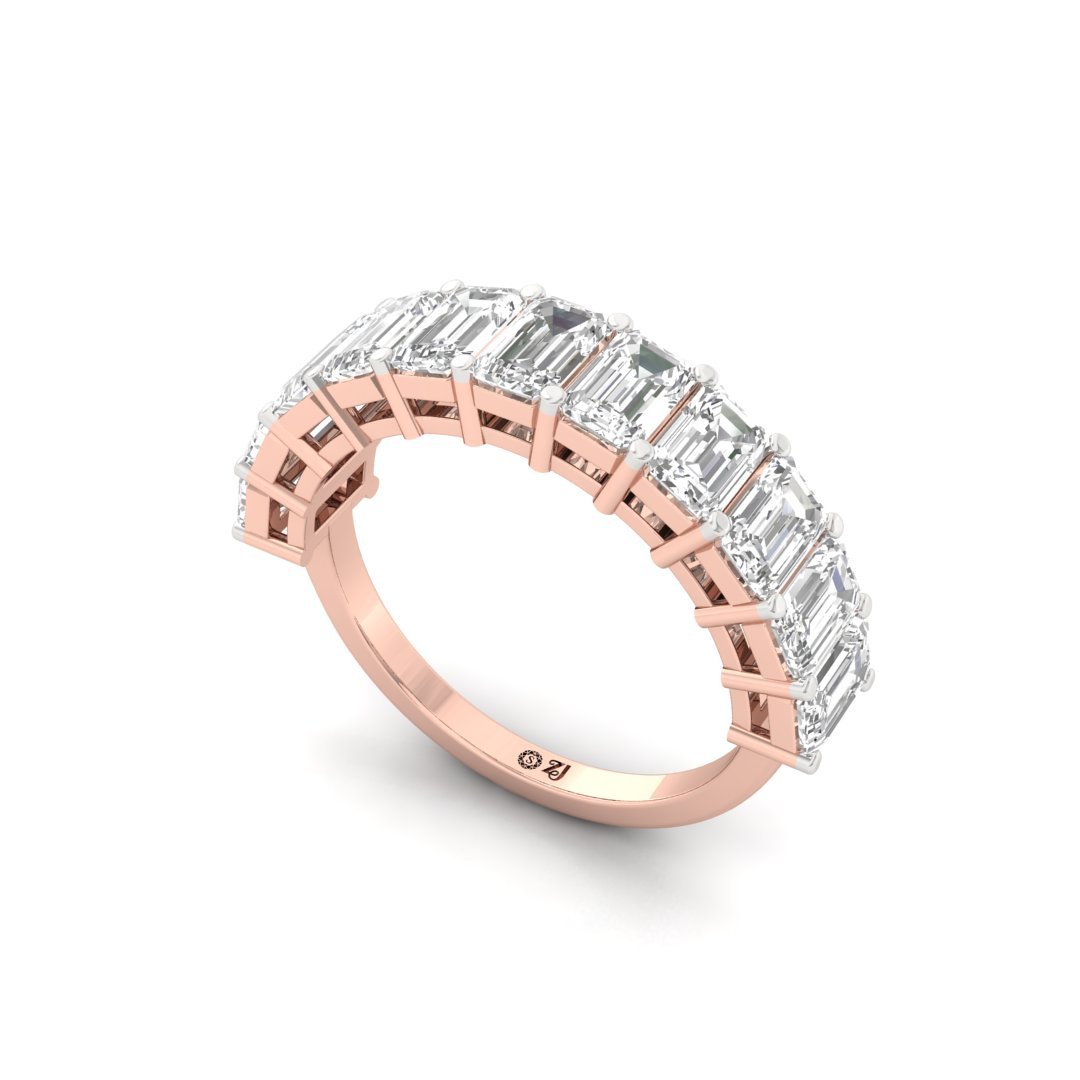 Emerald Cut Eternity Band | Lab Grown Diamond Ring | Silver | 10K | 14K | 18K - View 2