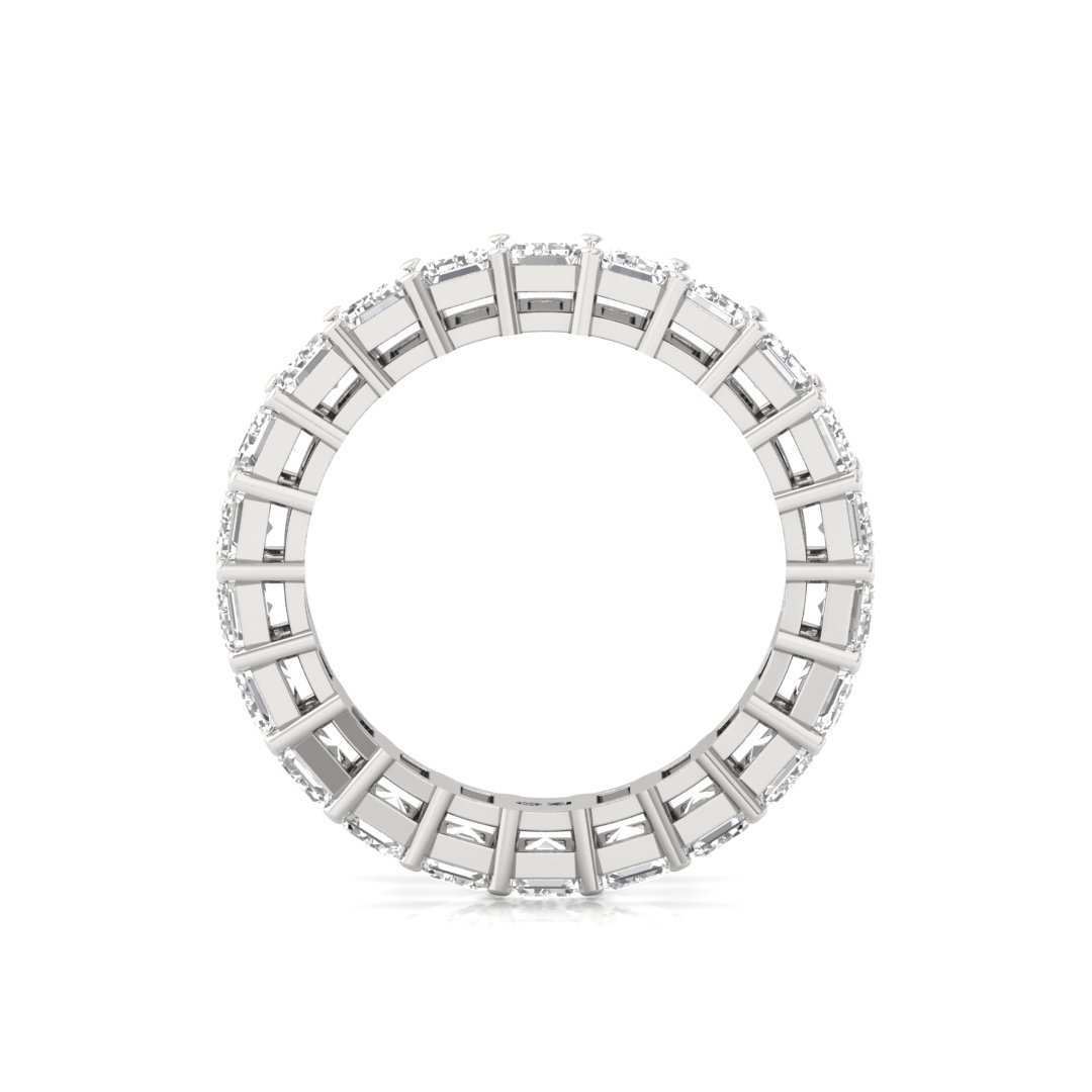 Emerald Cut Eternity Band Half Eternity Band | Lab Grown Diamond Ring | Silver | 10K | 14K | 18K - View 3
