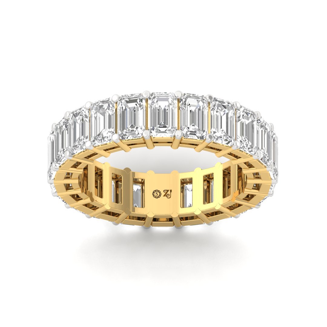 Emerald Cut Eternity Band Half Eternity Band | Lab Grown Diamond Ring | Silver | 10K | 14K | 18K - Gold Main View