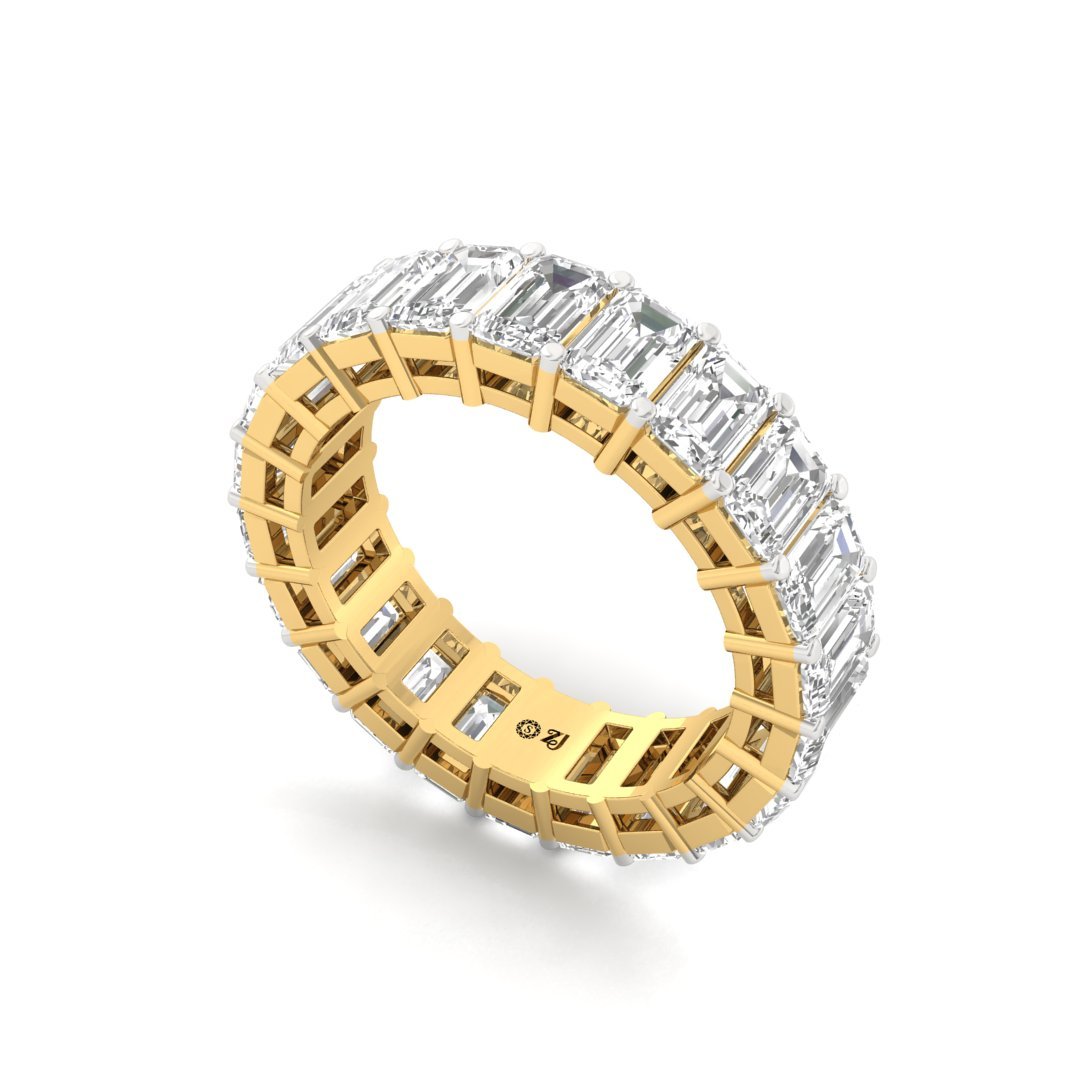 Emerald Cut Eternity Band Half Eternity Band | Lab Grown Diamond Ring | Silver | 10K | 14K | 18K - View 2
