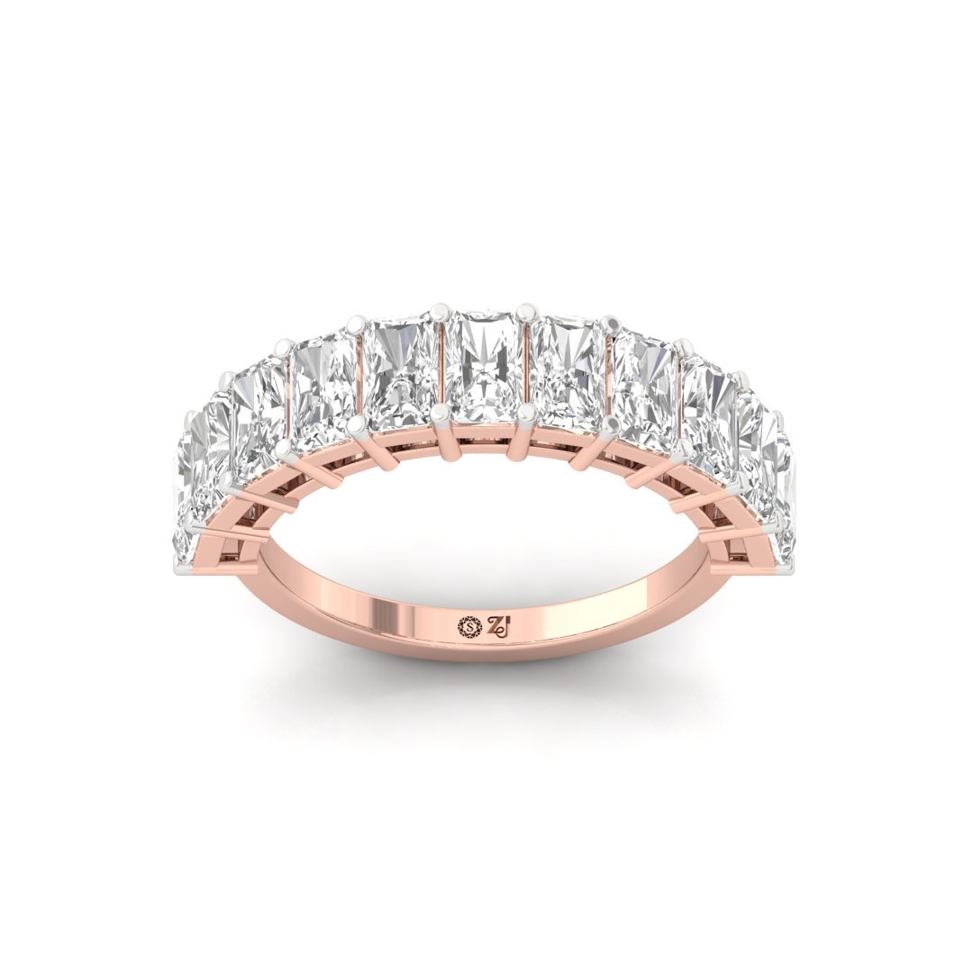 Radiant Cut Diamond Eternity Band | Lab Grown Diamonds | Silver | 10K | 14K | 18K - Rose Gold Main View