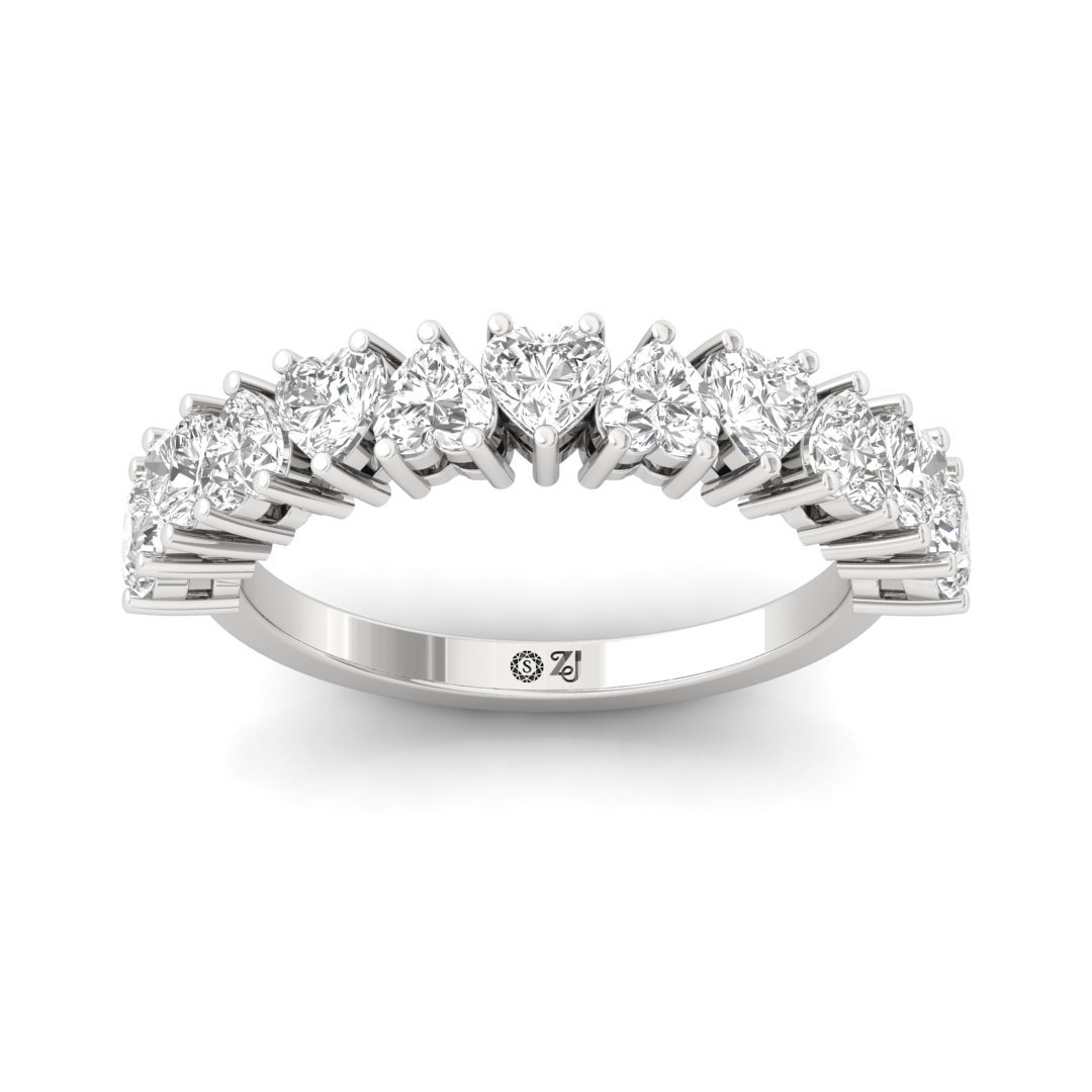 Heart Cut Diamond Eternity Band | Lab Grown Diamonds | Silver | 10K | 14K | 18K - Main View