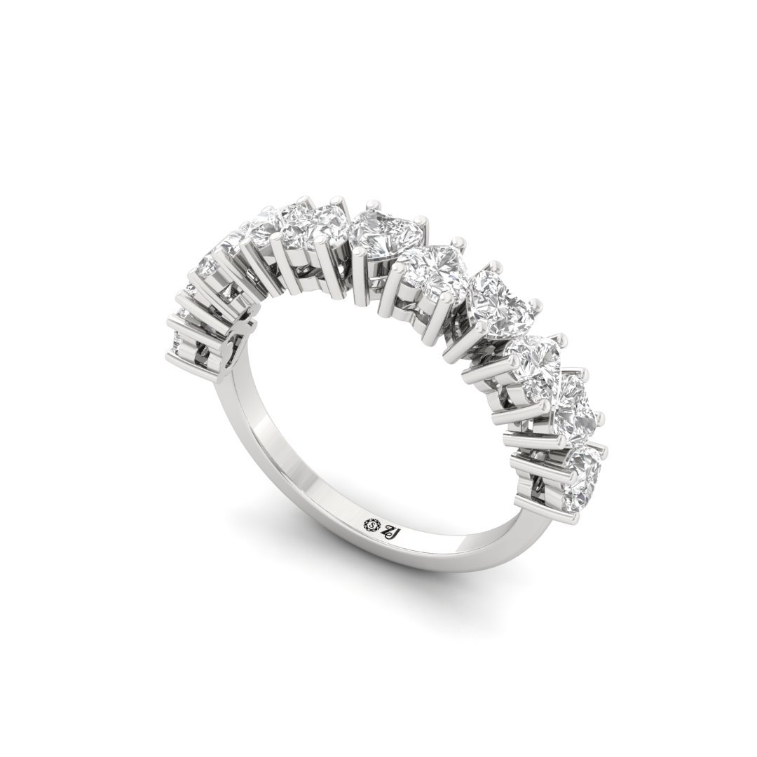 Heart Cut Diamond Eternity Band | Lab Grown Diamonds | Silver | 10K | 14K | 18K - View 2