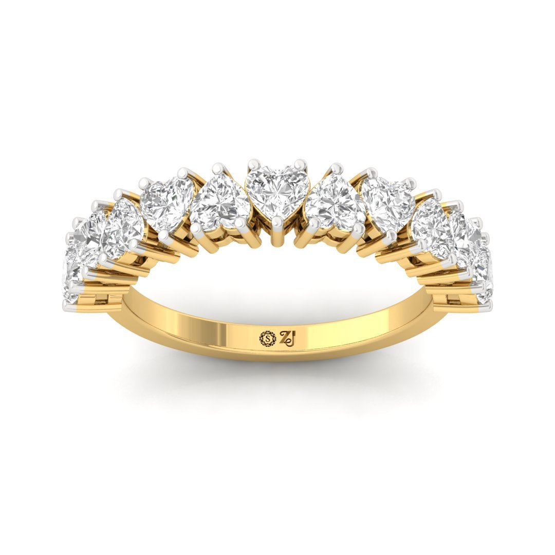 Heart Cut Diamond Eternity Band | Lab Grown Diamonds | Silver | 10K | 14K | 18K - Gold Main View