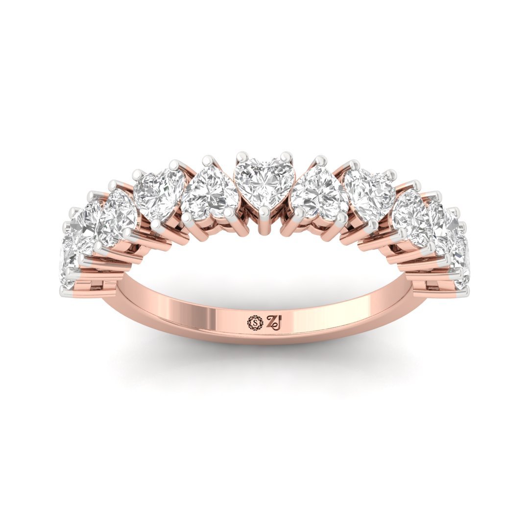 Heart Cut Diamond Eternity Band | Lab Grown Diamonds | Silver | 10K | 14K | 18K - Rose Gold Main View