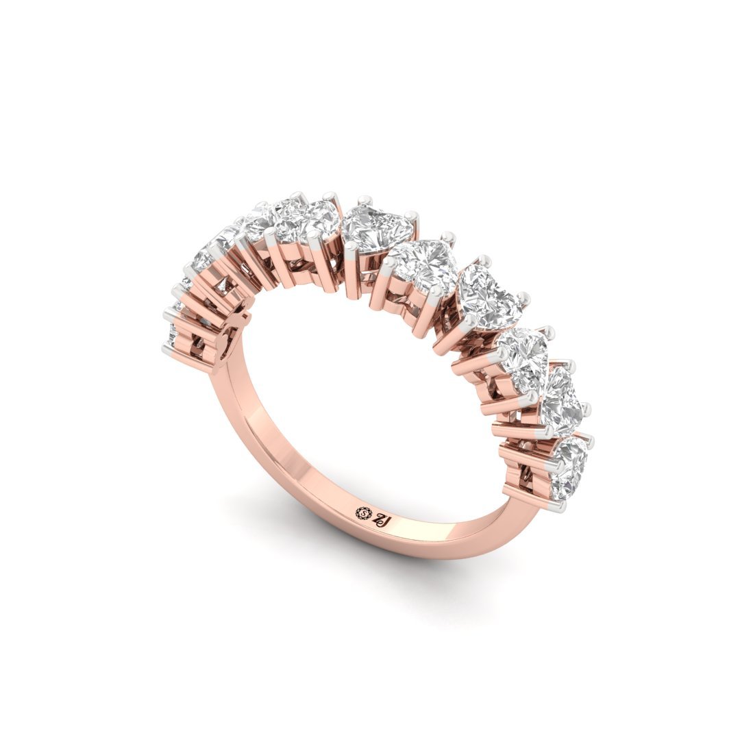 Heart Cut Diamond Eternity Band | Lab Grown Diamonds | Silver | 10K | 14K | 18K - View 2