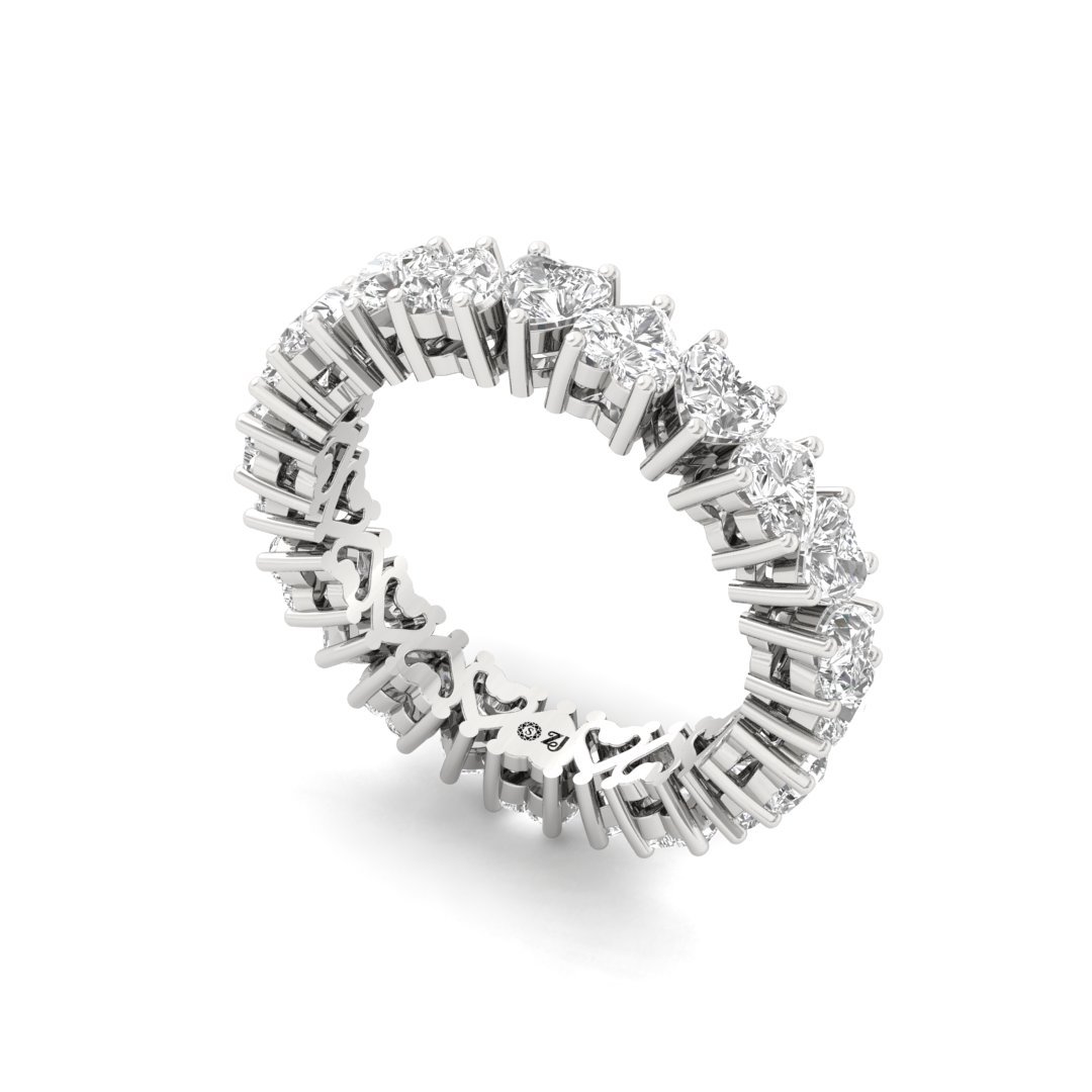 Heart Cut Diamond Eternity Ring | Lab Grown Diamonds | Silver | 10K | 14K | 18K - View 2