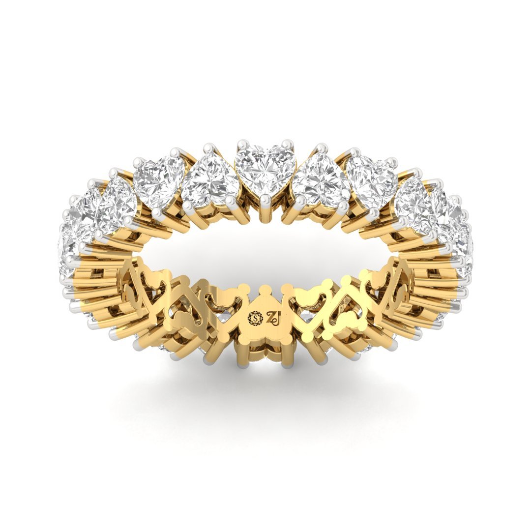 Heart Cut Diamond Eternity Ring | Lab Grown Diamonds | Silver | 10K | 14K | 18K - Gold Main View