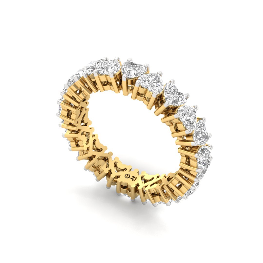 Heart Cut Diamond Eternity Ring | Lab Grown Diamonds | Silver | 10K | 14K | 18K - View 2