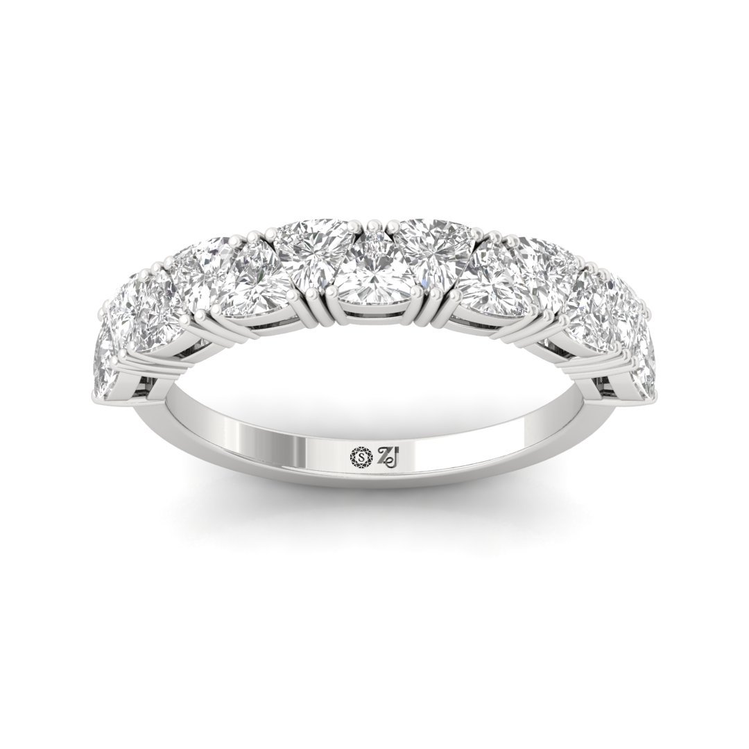 Trillion Curved Diamond Eternity Ring | Lab Grown Diamonds | Silver | 10K | 14K | 18K - Main View