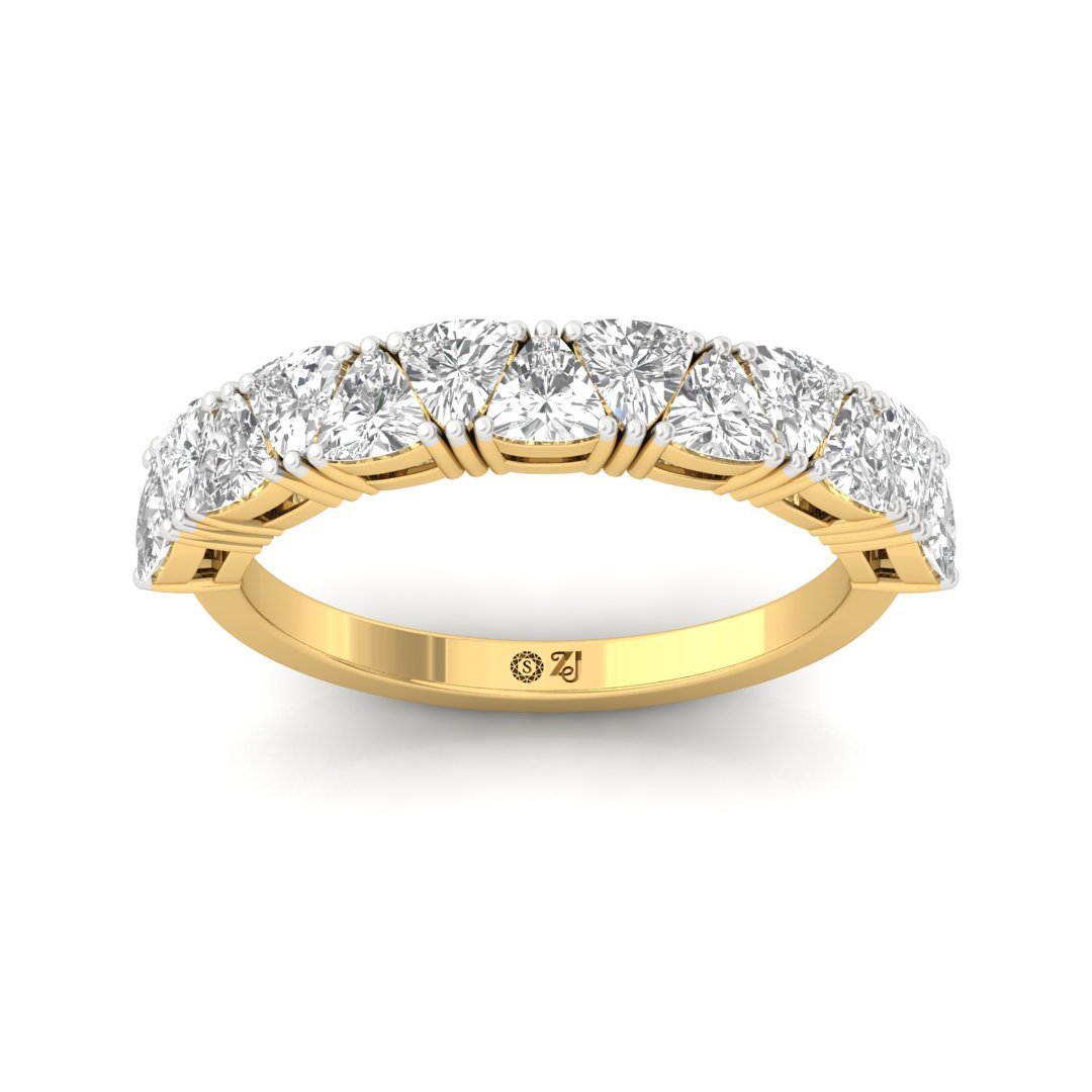 Trillion Curved Diamond Eternity Ring | Lab Grown Diamonds | Silver | 10K | 14K | 18K - Gold Main View