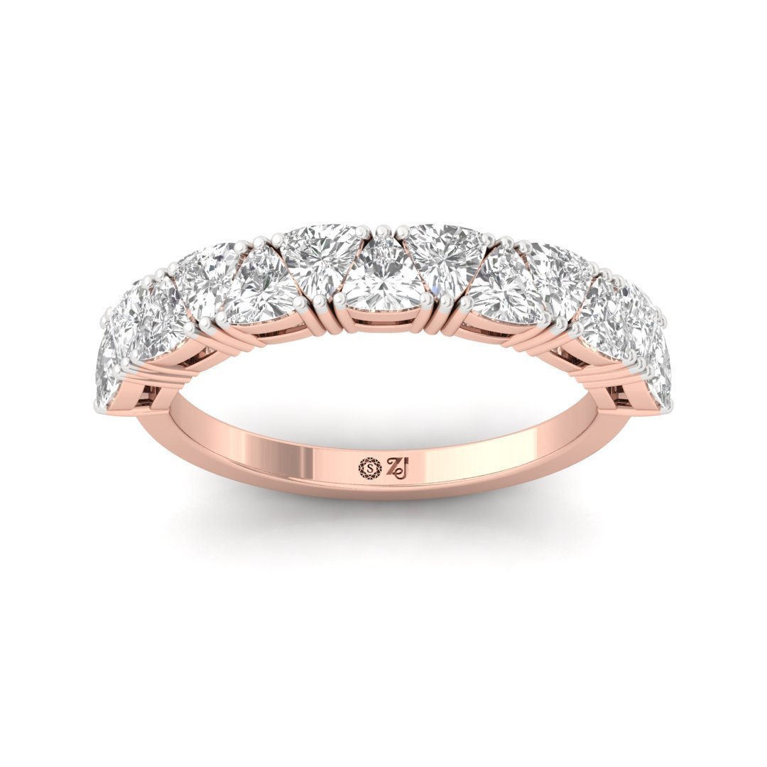 Trillion Curved Diamond Eternity Ring | Lab Grown Diamonds | Silver | 10K | 14K | 18K - Rose Gold Main View