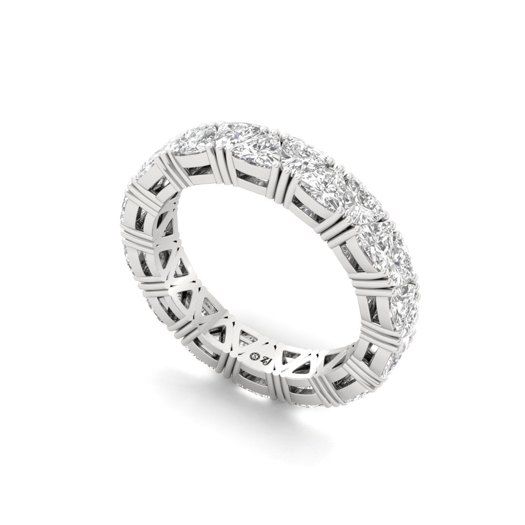 Trillion Curved Diamond Eternity Band | Lab Grown Diamonds | Silver | 10K | 14K | 18K - View 2