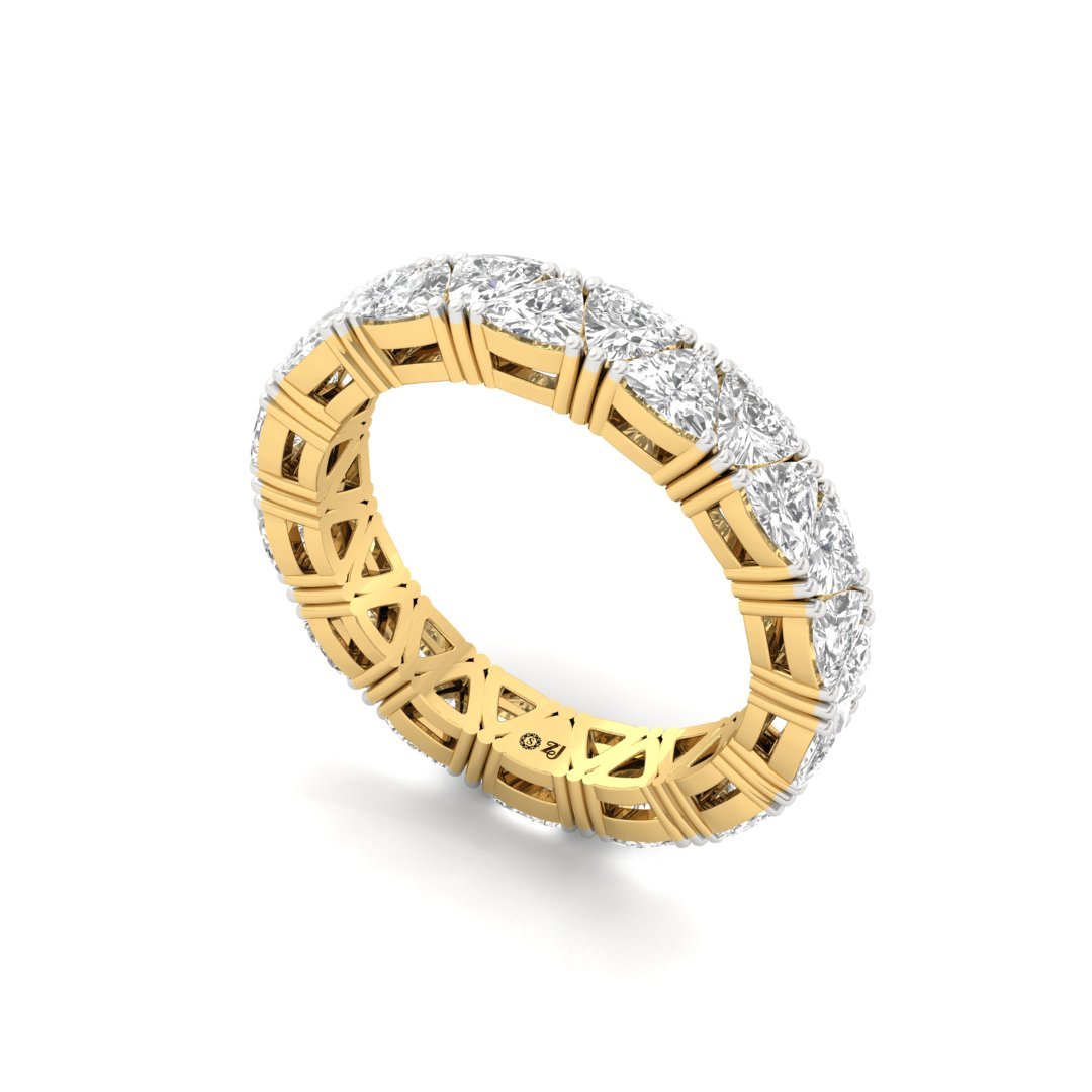 Trillion Curved Diamond Eternity Band | Lab Grown Diamonds | Silver | 10K | 14K | 18K - View 2